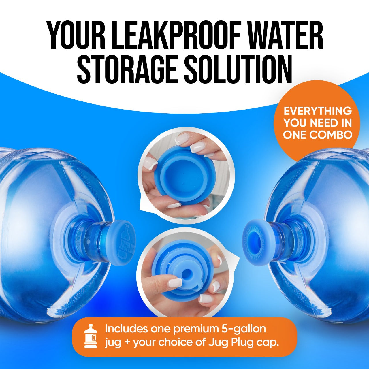 5 Gallon Water Jug & Reusable Cap Combo – BPA-Free, Leakproof, Easy to Install