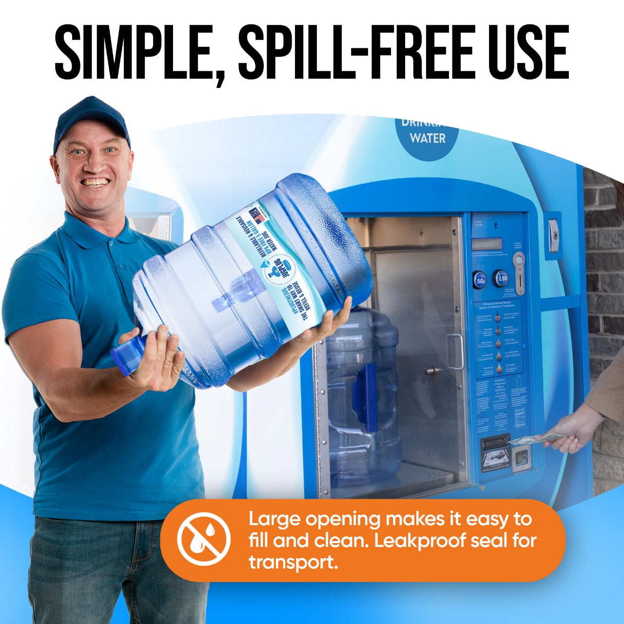 5 Gallon Water Jug & Reusable Cap Combo – BPA-Free, Leakproof, Easy to Install