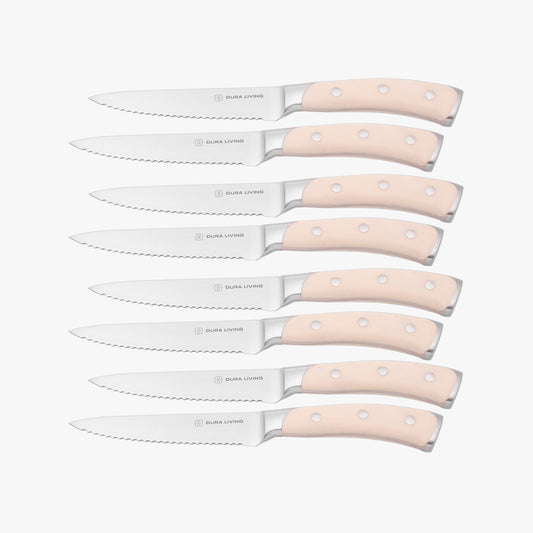Elite Set of 8 Steak Knives - Cream